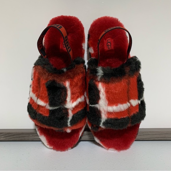 UGG ‘Plaid Punk’ Fluff Yeah Slides-Size 6 NWT - Picture 4 of 11